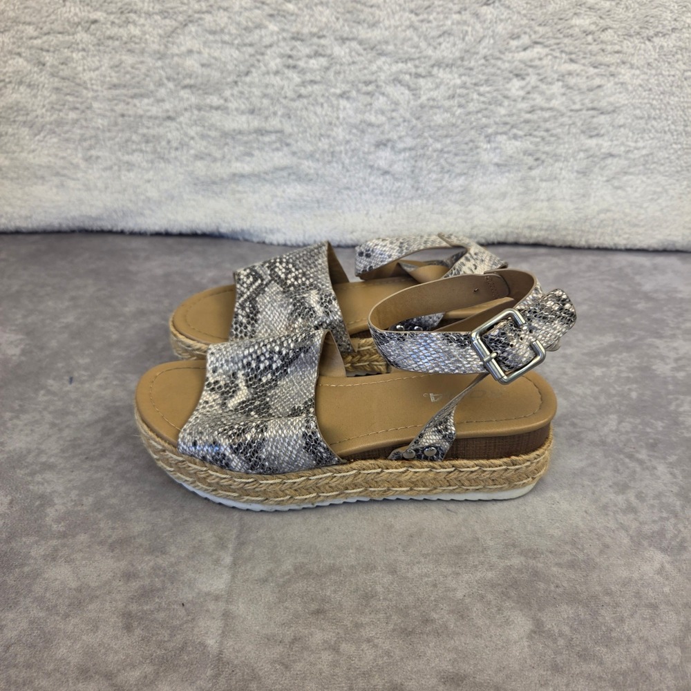 Soda Womens Snakeskin Print Espadrille Platform Sandals Grey White 7.5